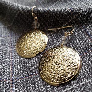 Dazzling golden medallion art nouveau style earrings